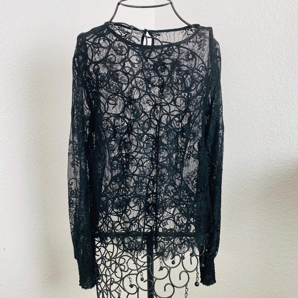 H&M Black Lace long sleeve top see thru size M